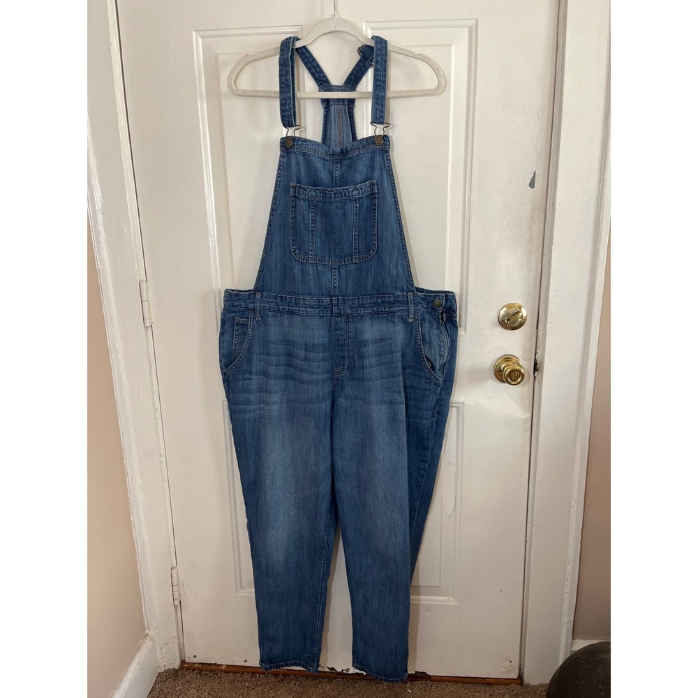 Old Navy Overalls Women XL Blue Denim Temescal Straight Leg Cotton Workwear